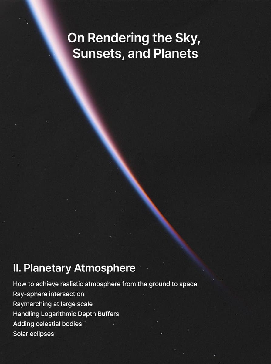 outline for my upcoming, and very much on theme, article on atmospheric scattering
felt inspired and made posters with photos of actual renders made with the techniques you’ll learn in it :)
very excited for this one https://t.co/wSjdQPyoI0